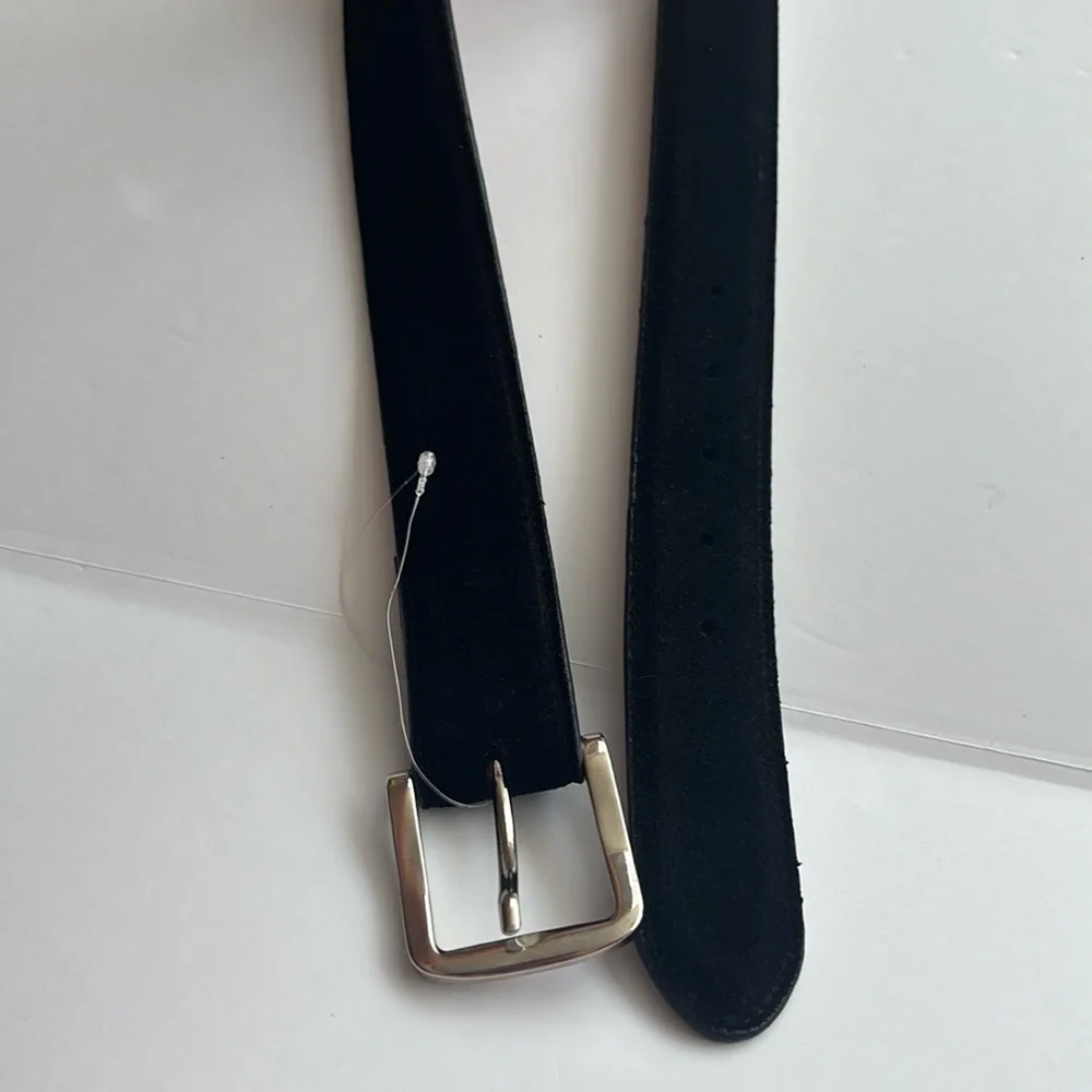 HEVIAS Men's Black Suede Genuine Leather 32 Belt